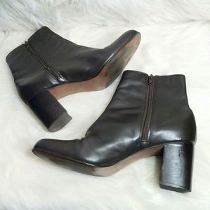 Unisa Leather Square Toe Chunky Heel Ankle Boots